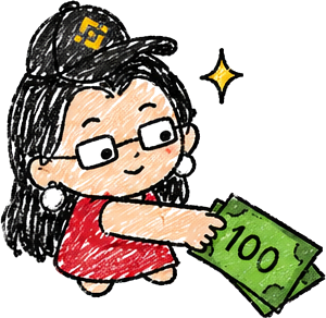 Yi He handing over a 100 dollar bill