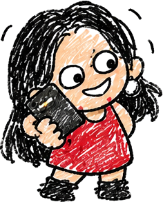 Yi He holding her phone