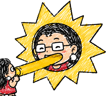Yi He shouting into a megaphone