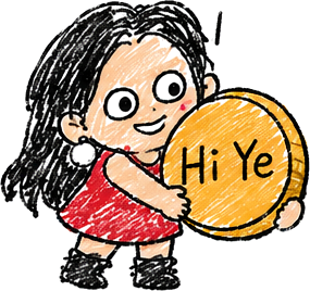 Yi He showing off the Yi He coin